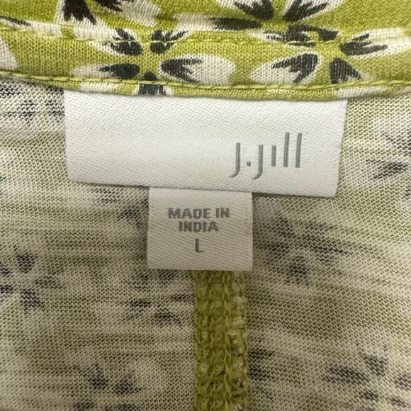 J. Jill Classy Chic Green and Black Floral Long Sleeve Top Size Large - Picture 6 of 6